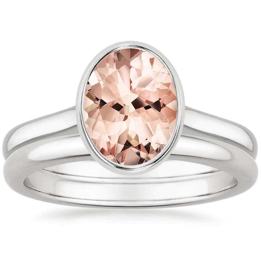 PT Morganite Luna Bridal Set, top view