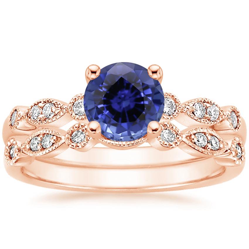 14KR Sapphire Tiara Diamond Bridal Set (1/5 ct. tw.), top view