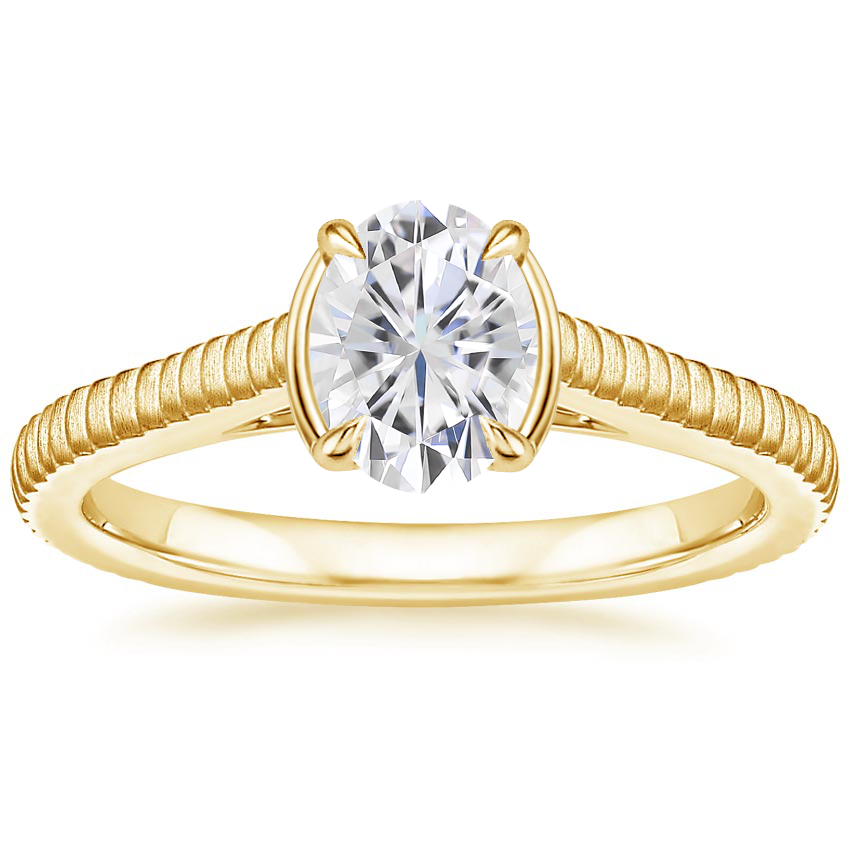 Yellow Gold Moissanite Jade Trau Satin Esthética Solitaire Ring