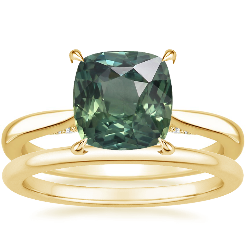 18K Yellow Gold Dawn Diamond Ring with Petite Comfort Fit Wedding Ring