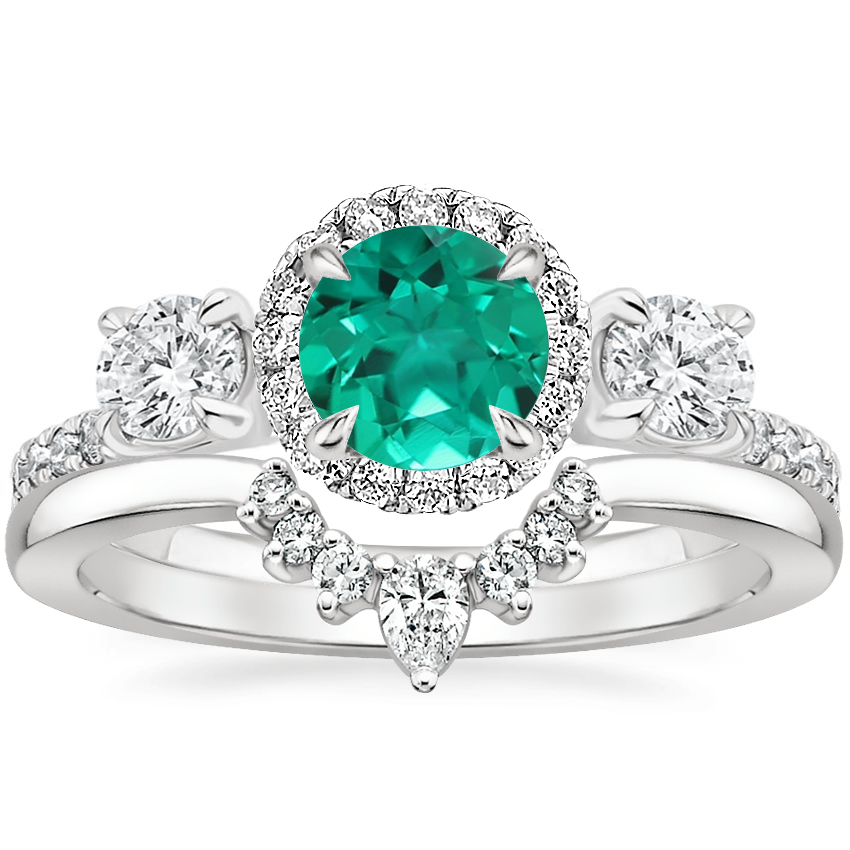 18K White Gold Three Stone Waverly Diamond Ring 3 4 ct. tw. with