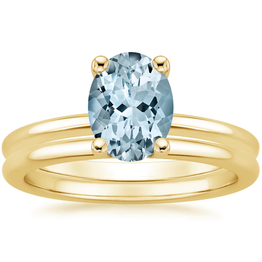 18KY Aquamarine Perfect Fit Bridal Set, top view
