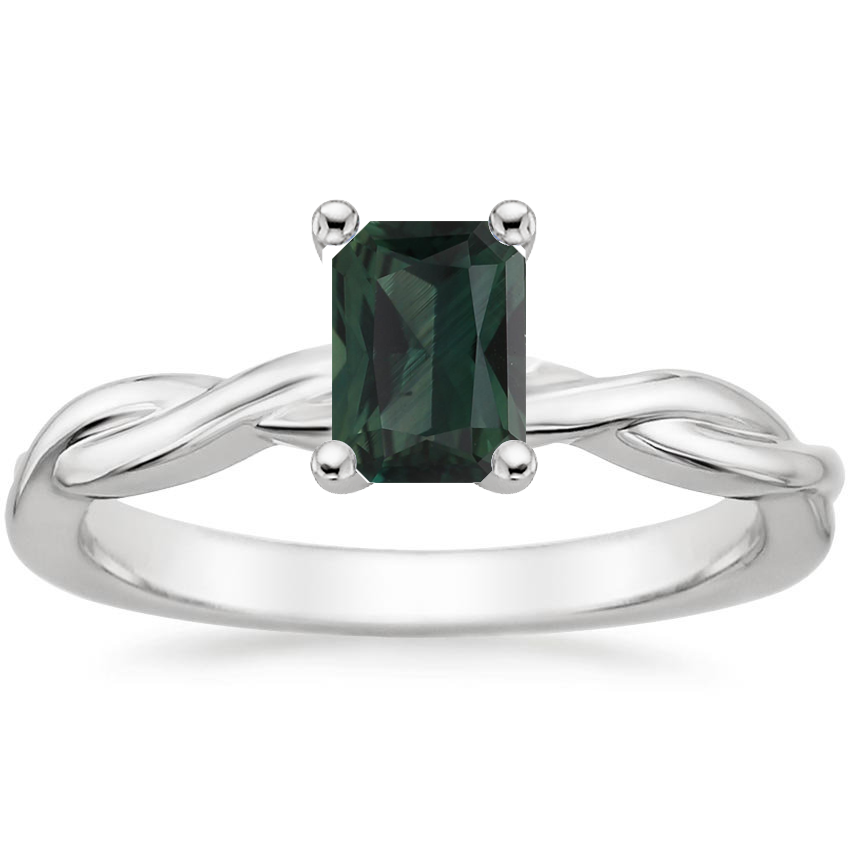 18K White Gold Twisted Vine Solitaire Ring, large top view