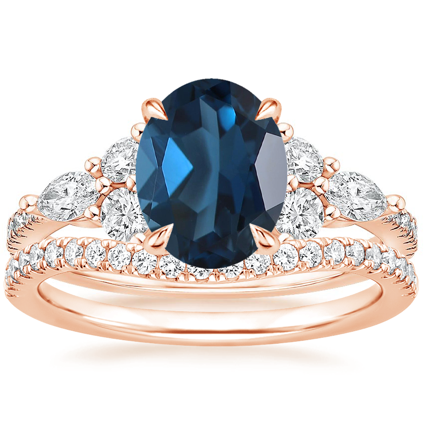 14K Rose Gold Luxe Nadia Diamond Ring (1/2 ct. tw.) with Curved Ballad Diamond Ring (1/6 ct. tw.)