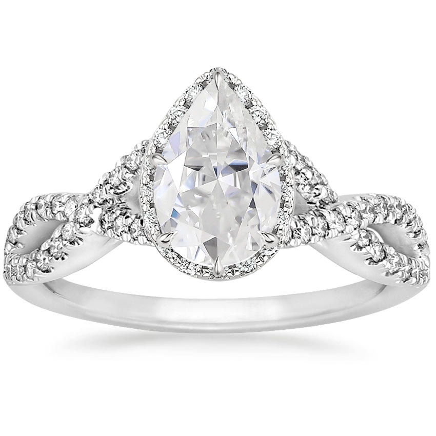 Moissanite Entwined Halo Diamond Ring (1/3 ct. tw.) in 18K White Gold