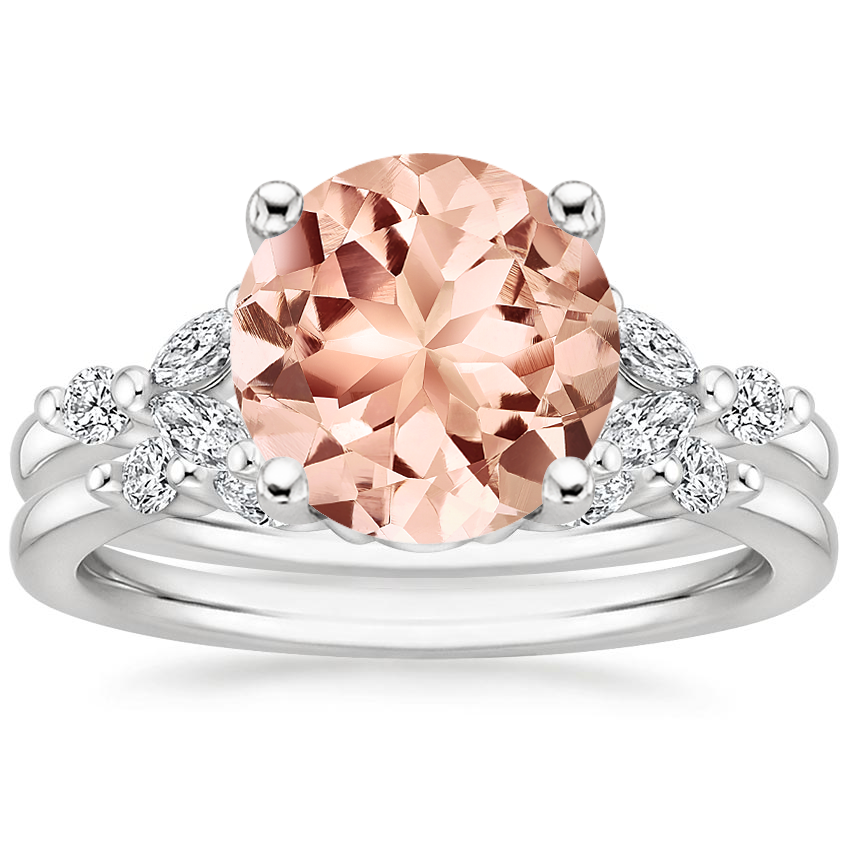 18KW Morganite Verbena Diamond Bridal Set (1/4 ct. tw.), top view