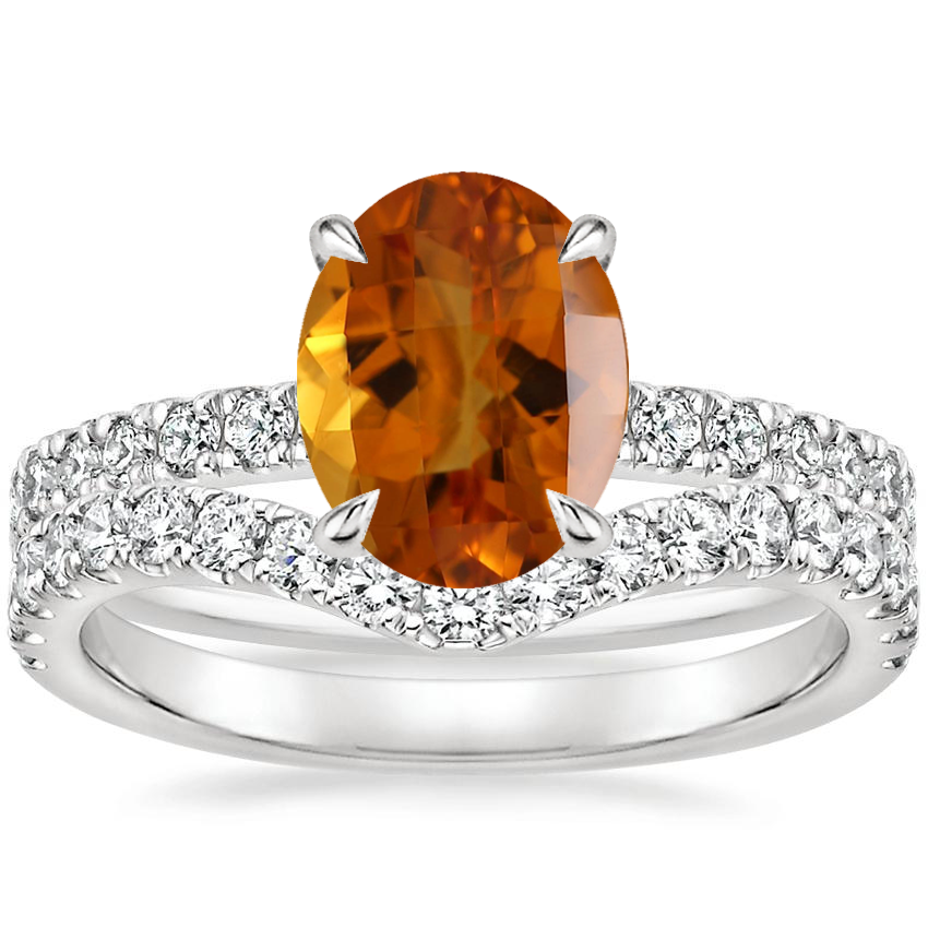 18K White Gold Clara Diamond Ring with Luxe Flair Diamond Ring (1/3 ct. tw.)