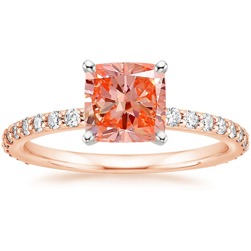14K Rose Gold Petite Shared Prong Three-Quarter Coverage Diamond Ring (1/3 ct. tw.), large top view