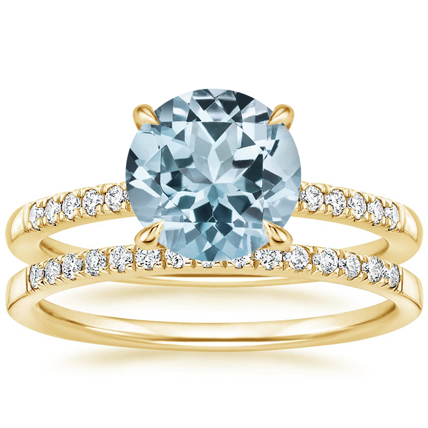 18KY Aquamarine Petite Viviana Diamond Bridal Set (1/4 ct. tw.), top view