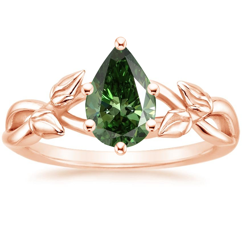 14K Rose Gold Budding Willow Solitaire Ring, large top view