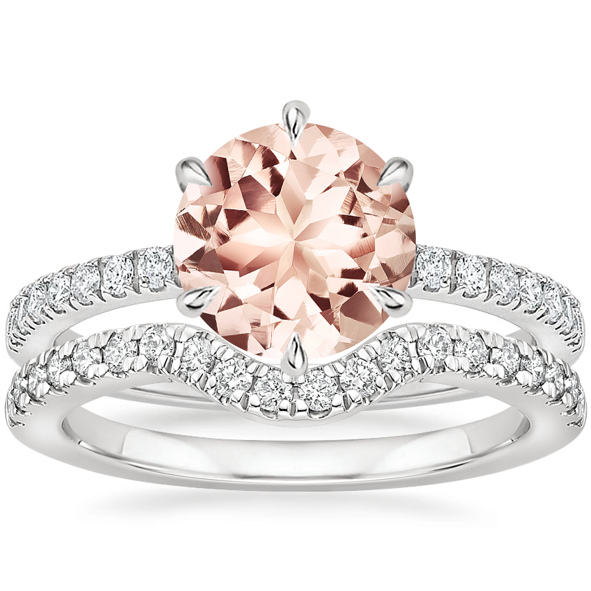 18KW Morganite Bliss Diamond Bridal Set, top view