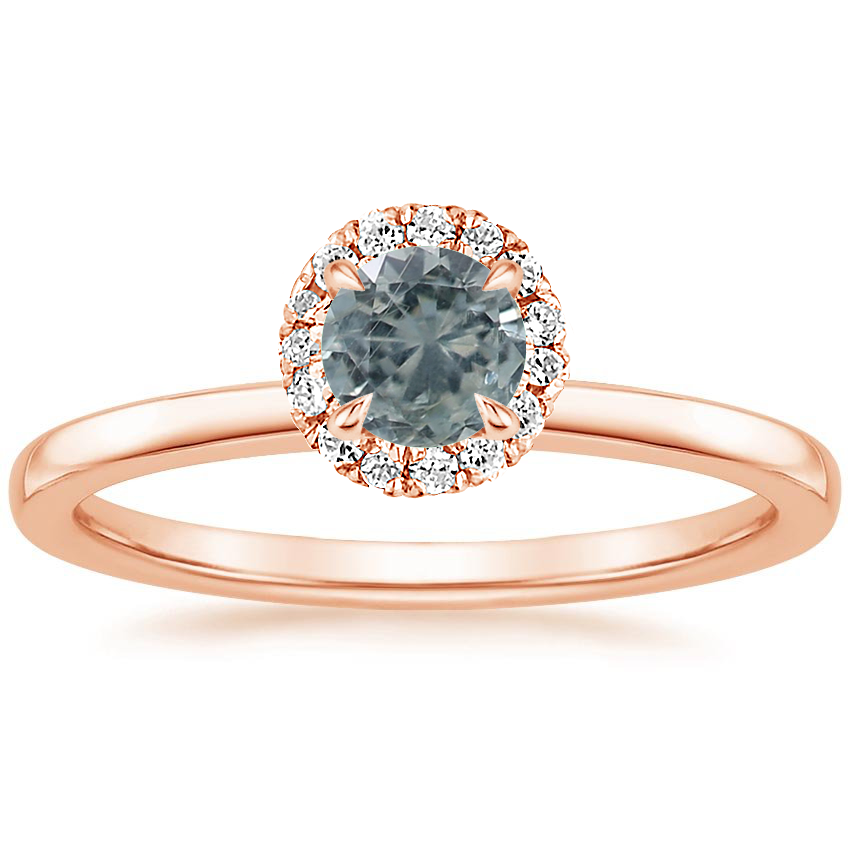 14K Rose Gold Vienna Halo Diamond Ring, large top view