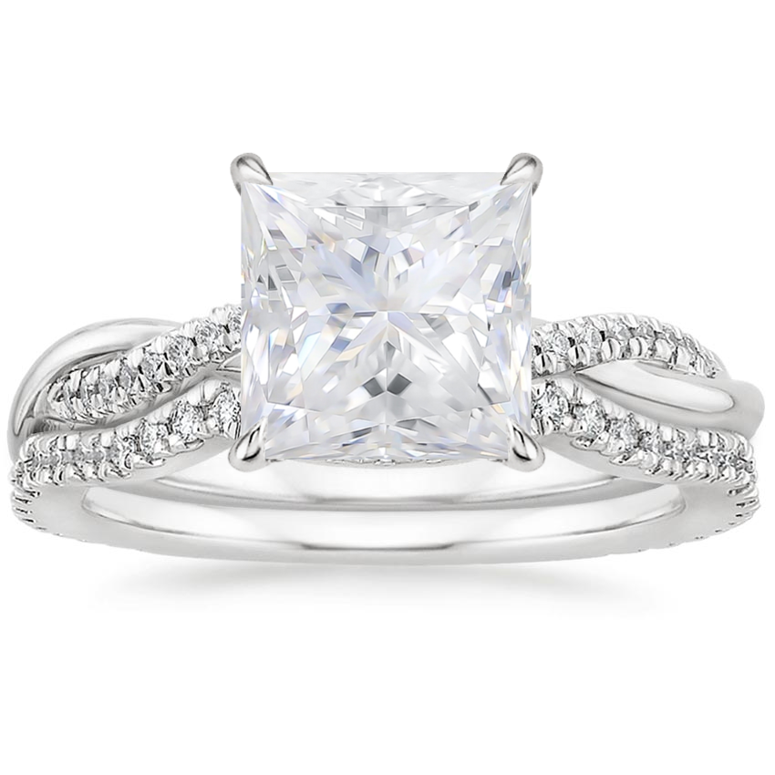 PT Moissanite Petite Twisted Vine Contoured Diamond Bridal Set (1/3 ct. tw.), top view