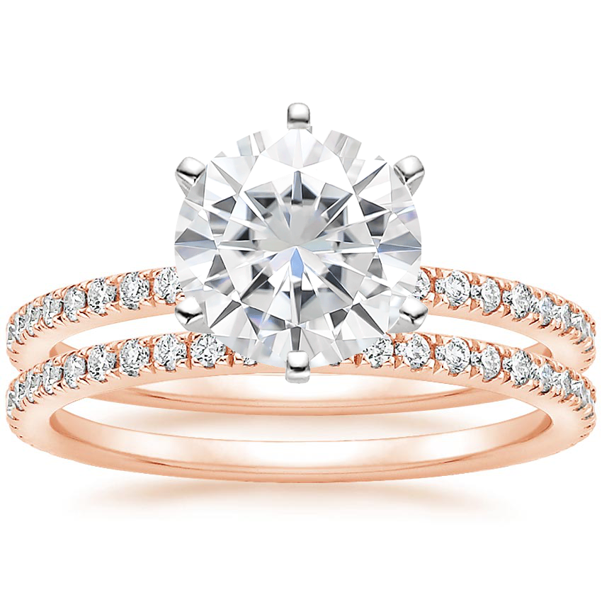14KR Moissanite Six Prong Luxe Ballad Diamond Ring with Luxe Ballad Diamond Ring (1/4 ct. tw.), top view