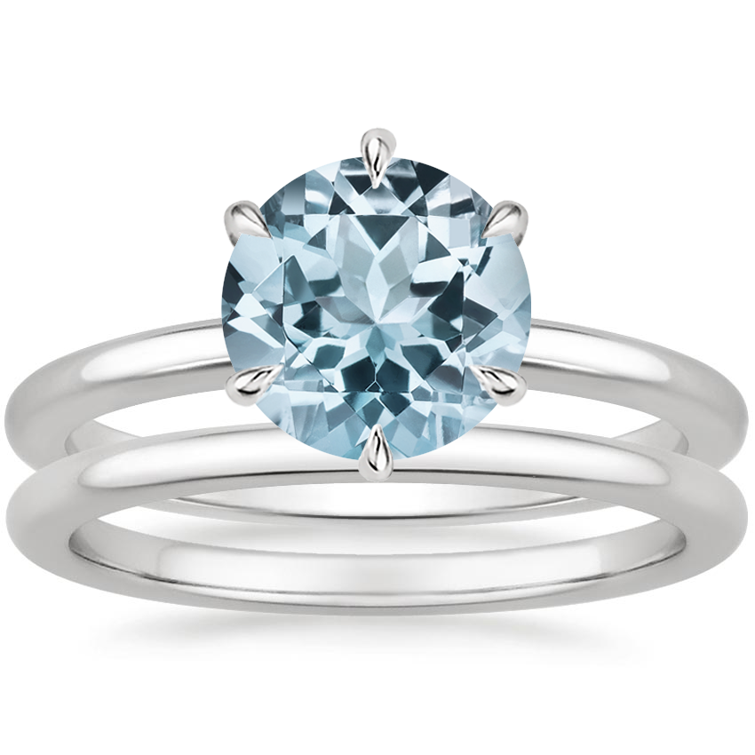 18KW Aquamarine Esme Bridal Set, top view