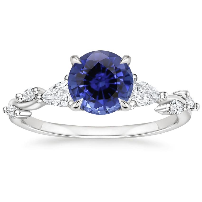 Sapphire Agave Three Stone Diamond Ring (1/2 ct. tw.) in 18K White Gold