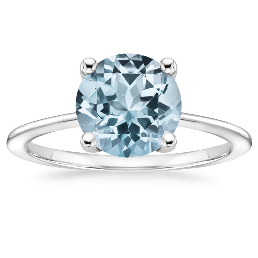 Aquamarine Aimee Solitaire Ring in 18K White Gold