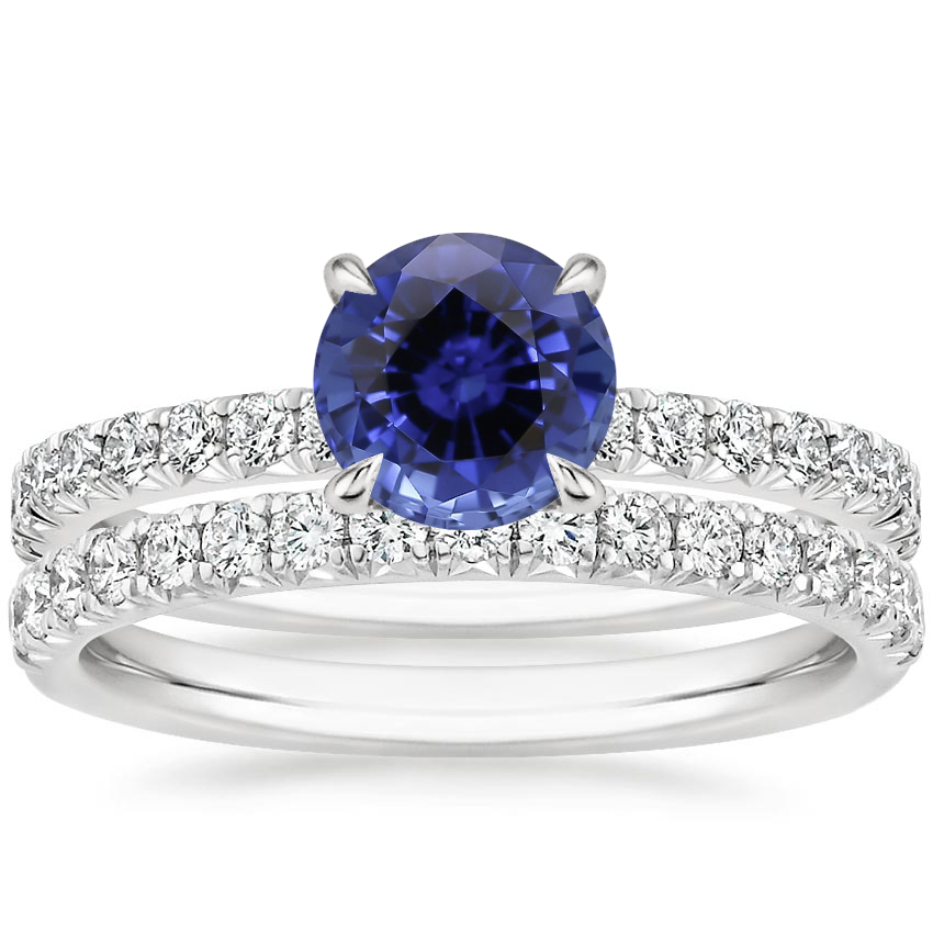 18KW Sapphire Amelie Diamond Bridal Set, top view