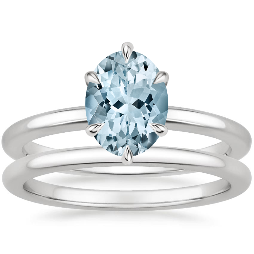 18KW Aquamarine Esme Bridal Set, top view