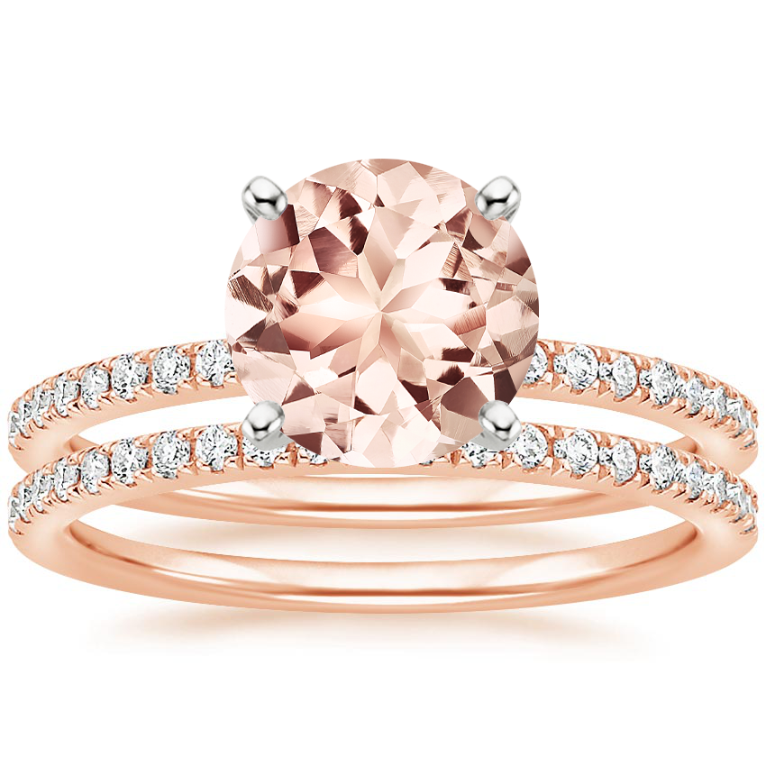 14KR Morganite Ballad Diamond Bridal Set (1/3 ct. tw.), top view