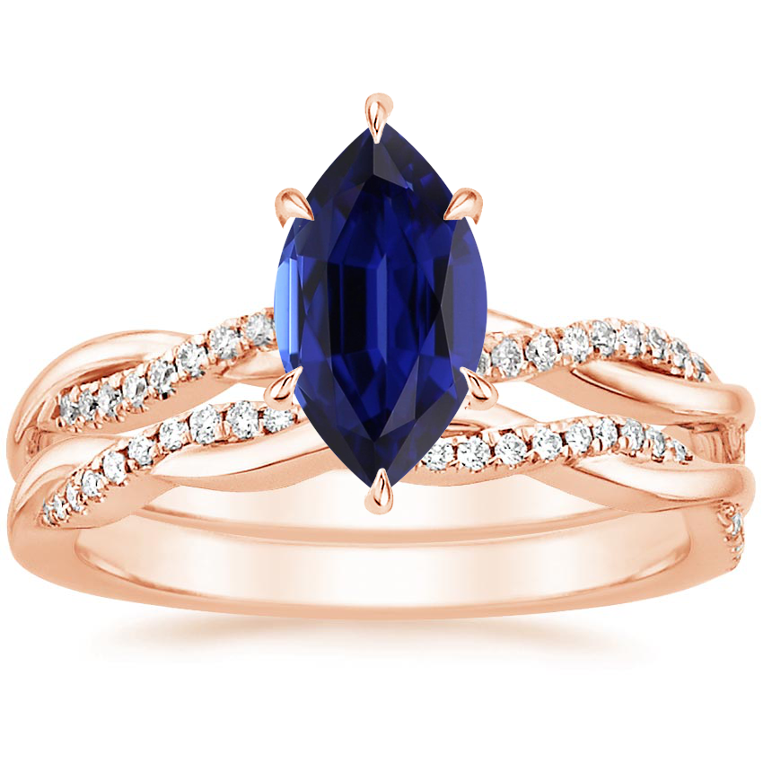 14K Rose Gold Petite Twisted Vine Diamond Bridal Set (1/4 ct. tw.)