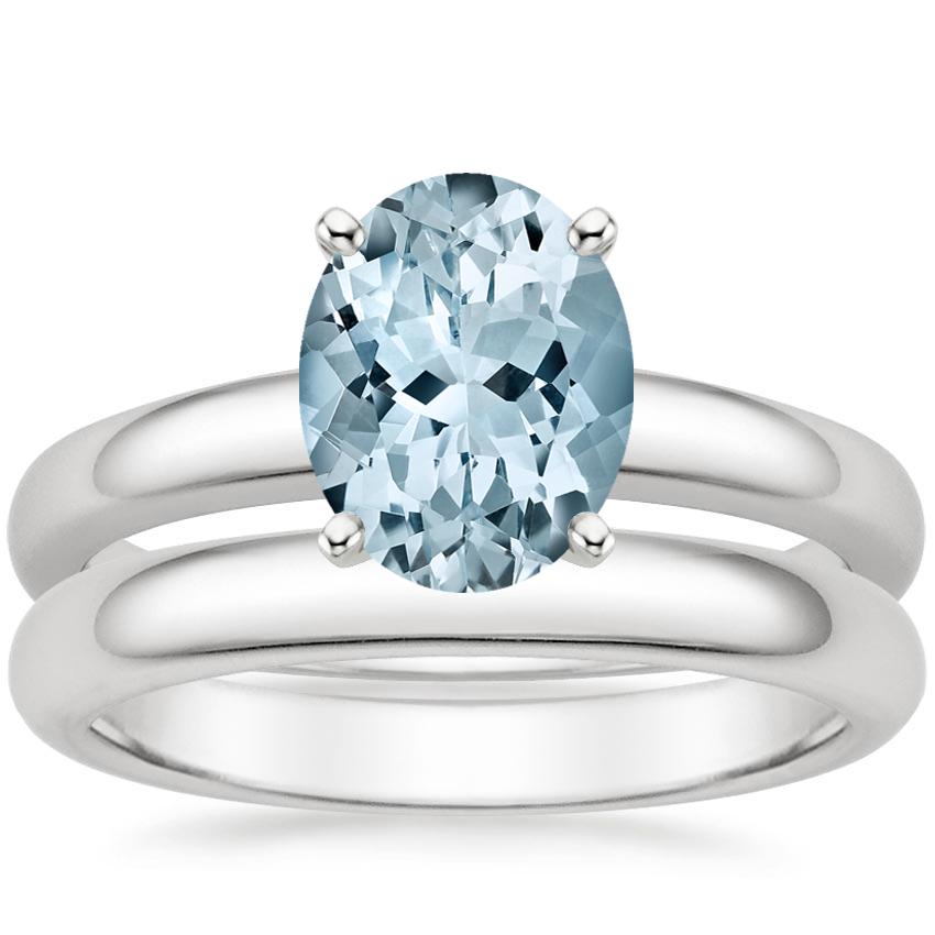 PT Aquamarine 3mm Comfort Fit Bridal Set, top view