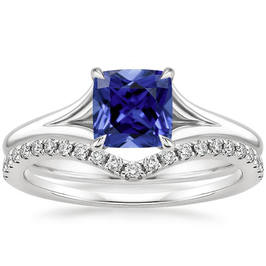 PT Sapphire Reverie Ring with Flair Diamond Ring (1/6 ct. tw.), top view