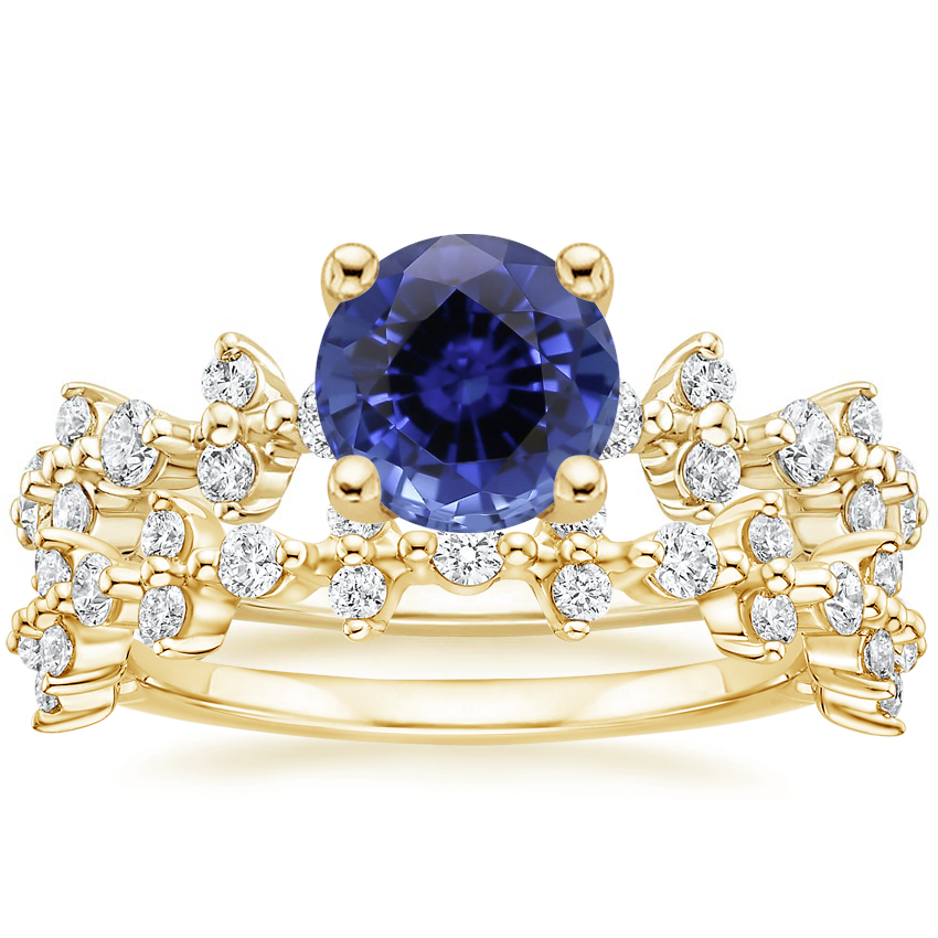 18KY Sapphire Reflection Diamond Bridal Set, top view