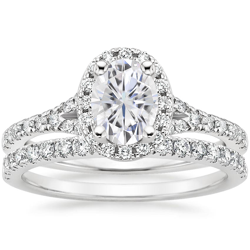 PT Moissanite Joy Diamond Ring (1/3 ct. tw.) with Bliss Diamond Ring (1/5 ct. tw.), top view