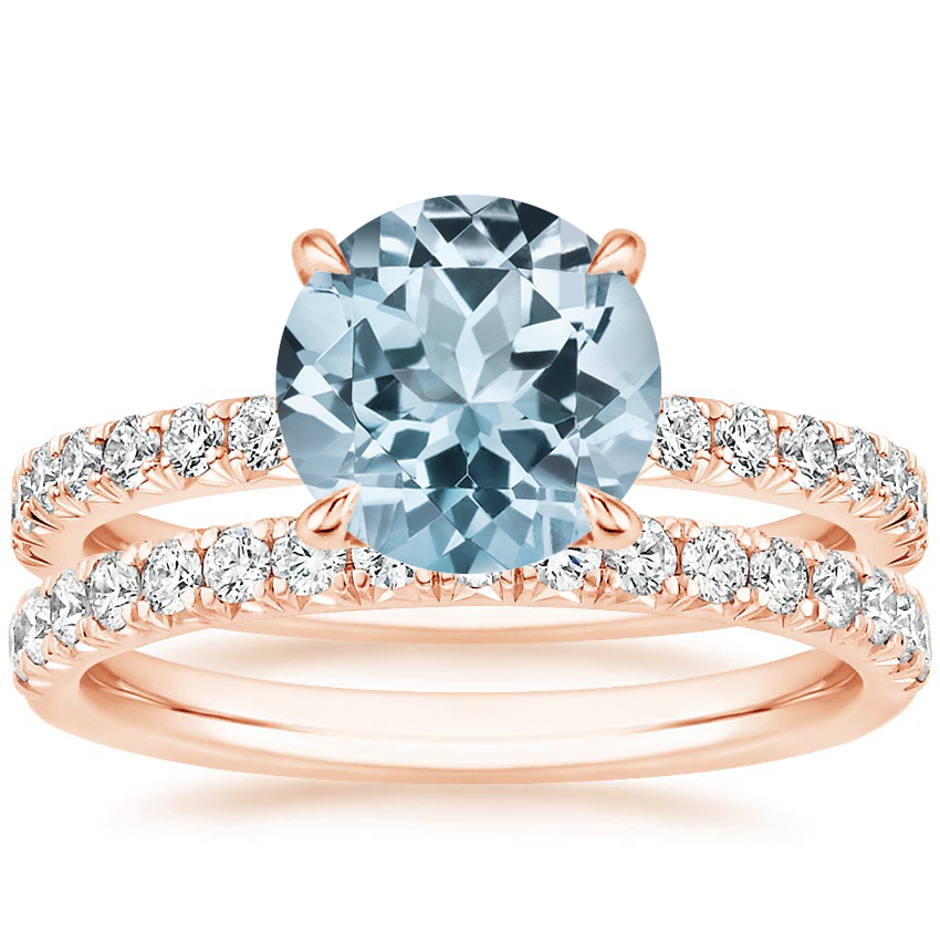 14KR Aquamarine Amelie Diamond Bridal Set, top view