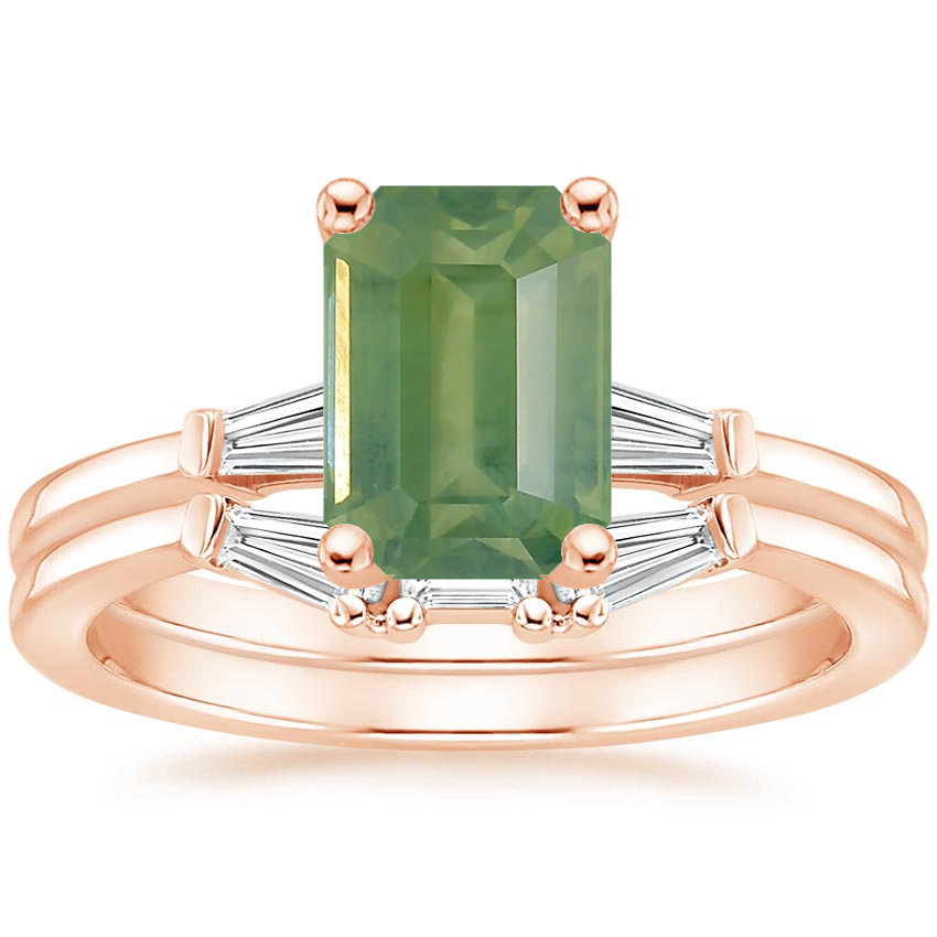 14K Rose Gold Tapered Baguette Diamond Bridal Set