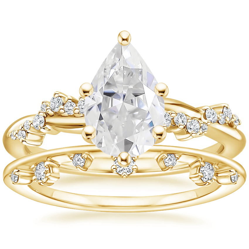 18K Yellow Gold Pirouette Diamond Ring with Leilani Diamond Ring