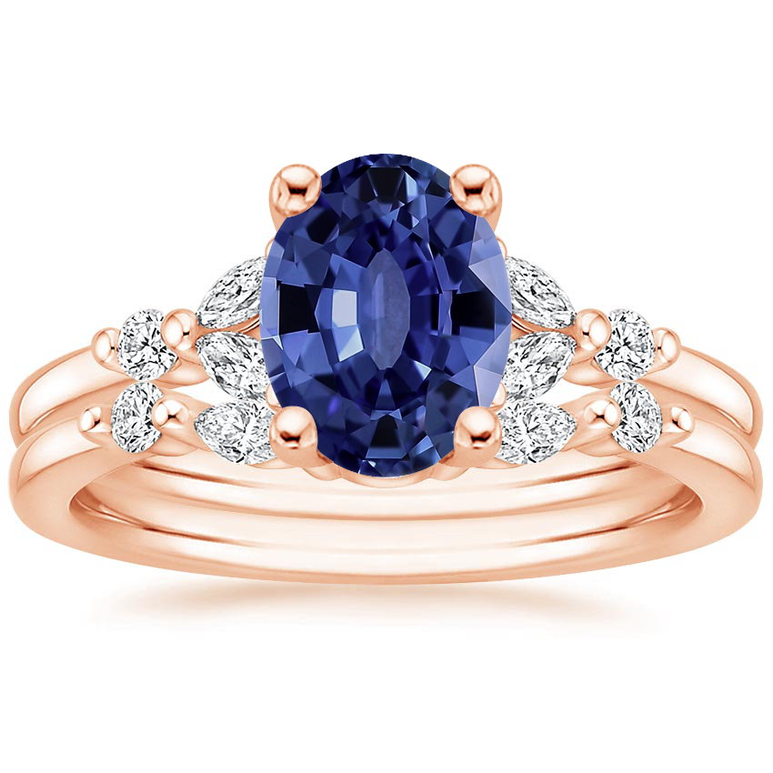 14KR Sapphire Verbena Diamond Bridal Set (1/4 ct. tw.), top view