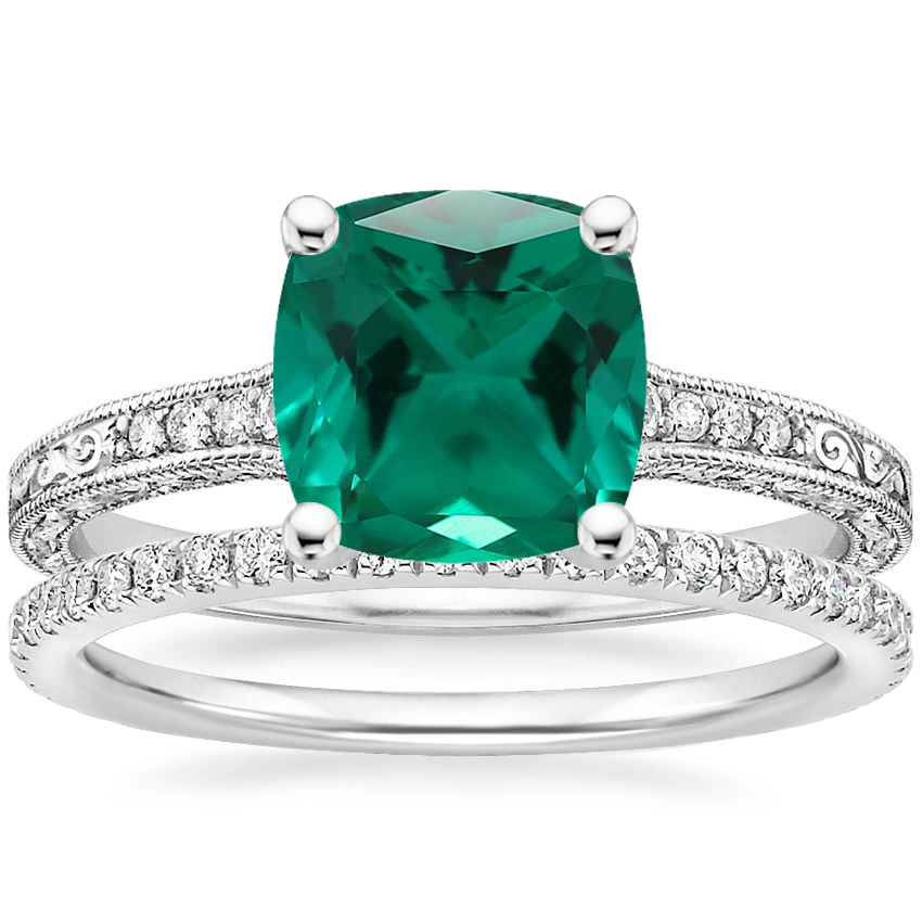 18K White Gold Luxe Hudson Diamond Ring (1/10 ct. tw.) with Luxe Ballad Diamond Ring (1/4 ct. tw.)