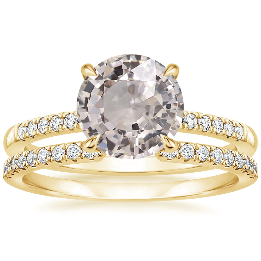 14K Yellow Gold Petite Viviana Diamond Ring (1/6 ct. tw.) with Sia Diamond Ring (1/8 ct. tw.)