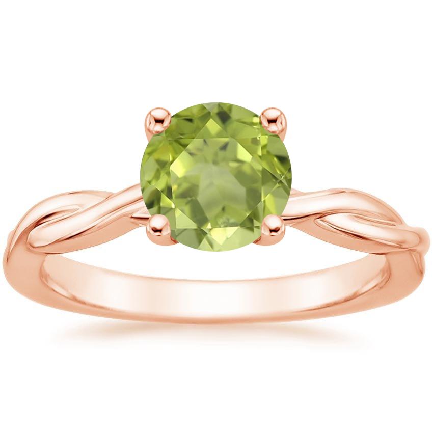 14K Rose Gold Twisted Vine Solitaire Ring, large top view