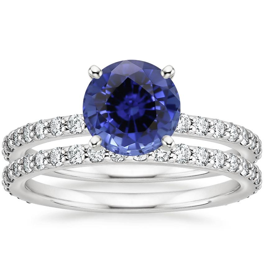 18KW Sapphire Luxe Petite Shared Prong Diamond Bridal Set (3/4 ct. tw.), top view