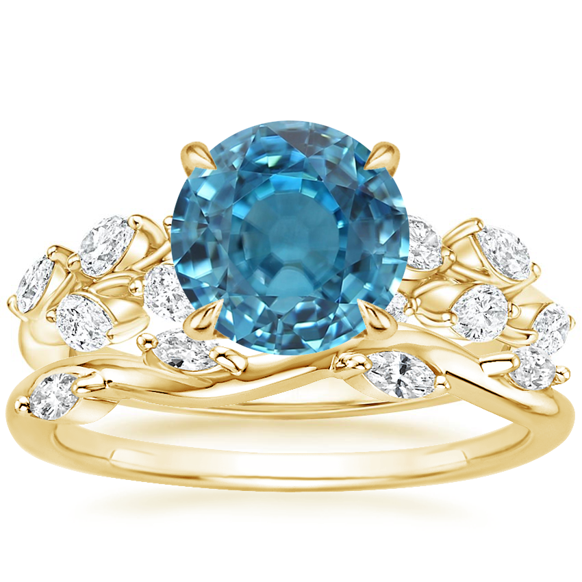 18K Yellow Gold Amaranta Diamond Ring (1/2 ct. tw.) with Winding Willow Diamond Ring