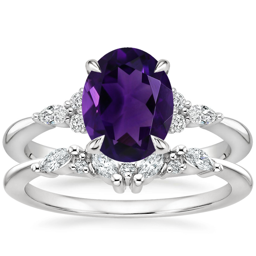 Platinum Nadia Diamond Ring with Yvette Diamond Ring