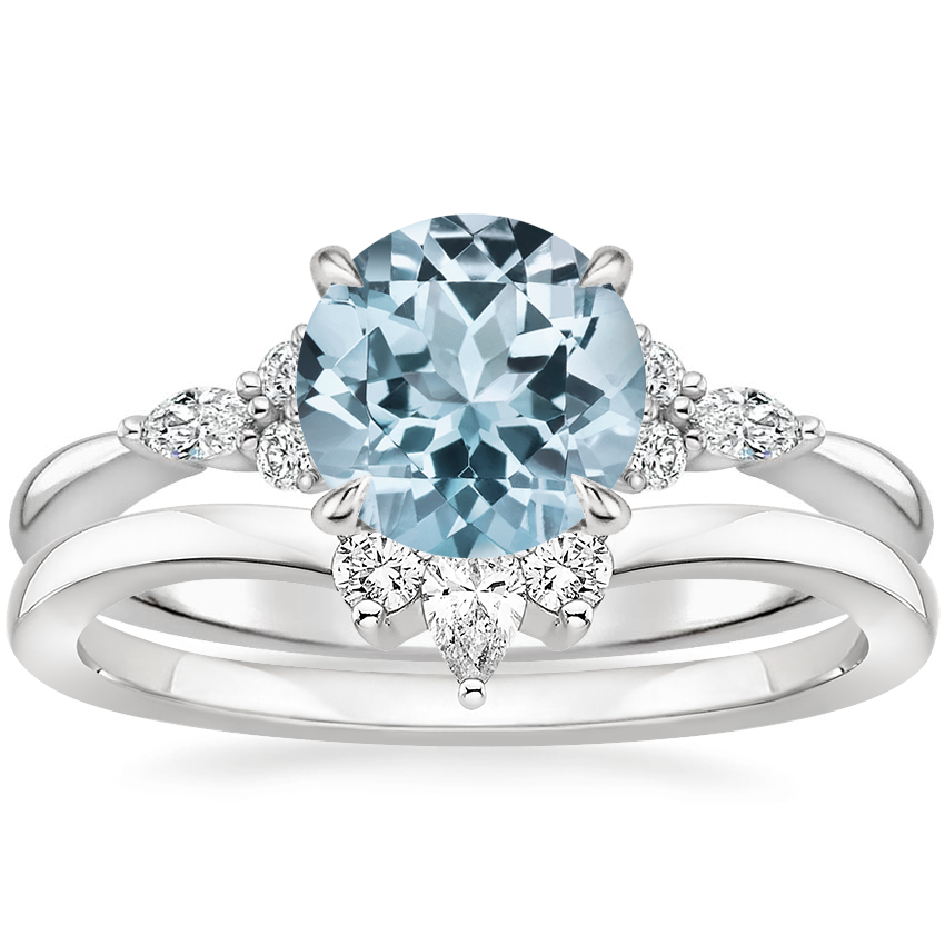 PT Aquamarine Nadia Diamond Bridal Set, top view