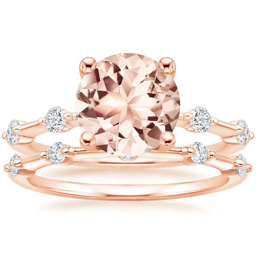 14KR Morganite Aimee Diamond Bridal Set, top view