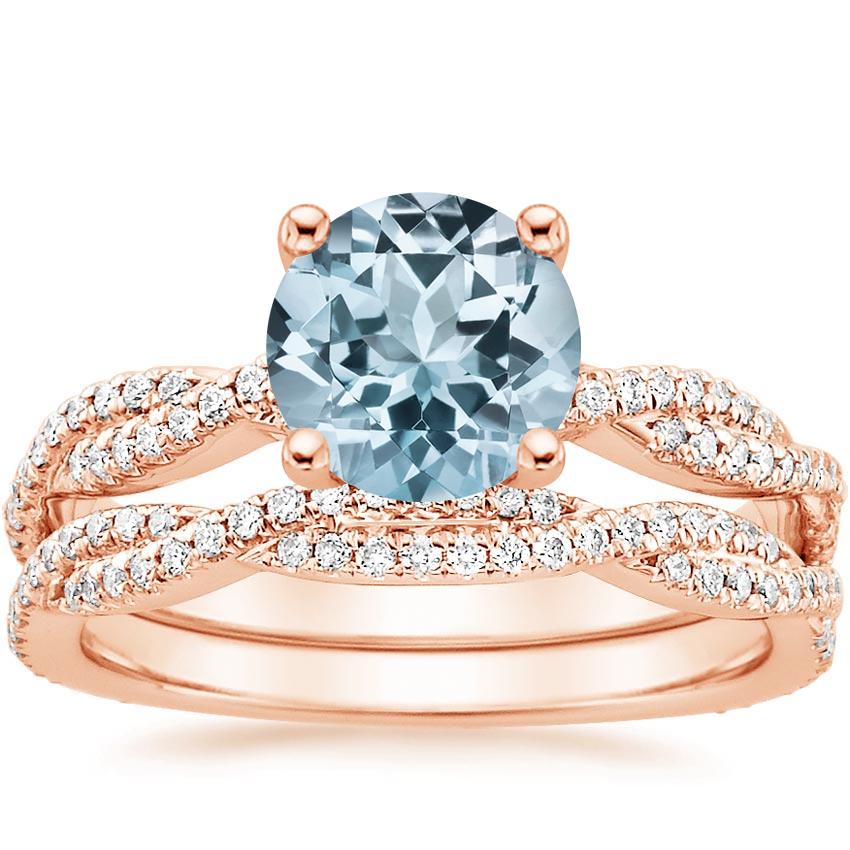 14KR Aquamarine Petite Luxe Twisted Vine Bridal Set (1/2 ct. tw.), top view