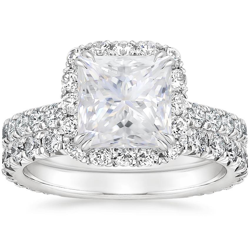 PT Moissanite Luxe Sienna Halo Diamond Bridal Set (1 3/8 ct. tw.), top view