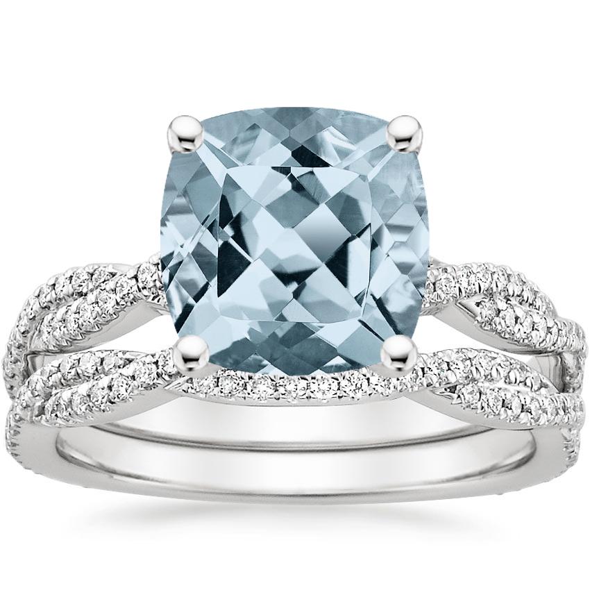 18KW Aquamarine Petite Luxe Twisted Vine Bridal Set (1/2 ct. tw.), top view