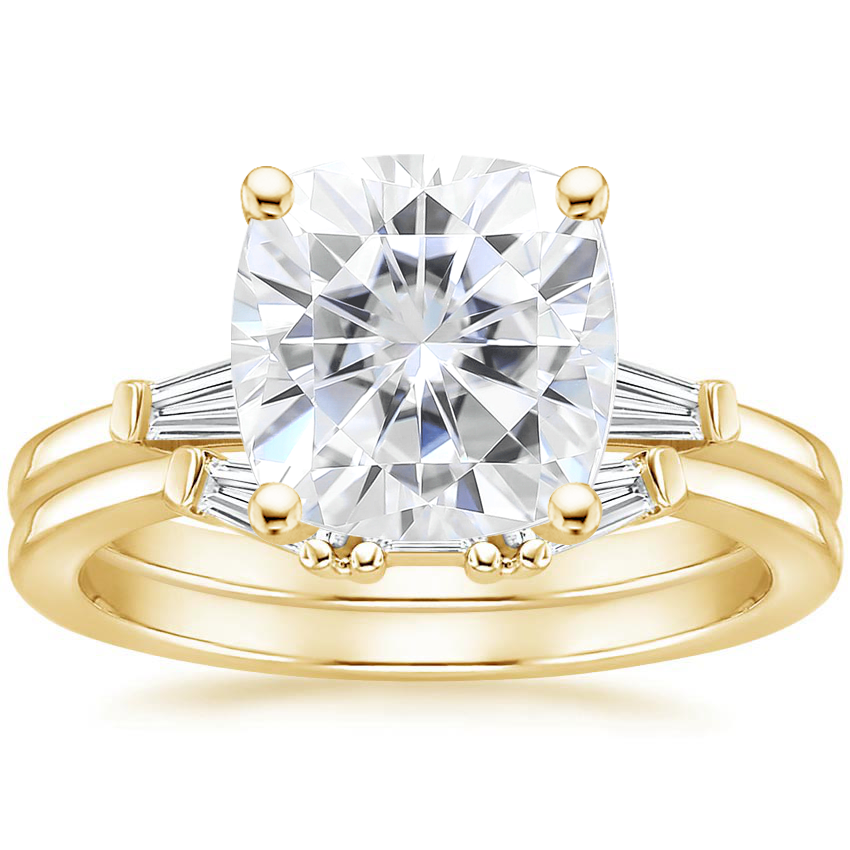 18KY Moissanite Tapered Baguette Diamond Bridal Set, top view