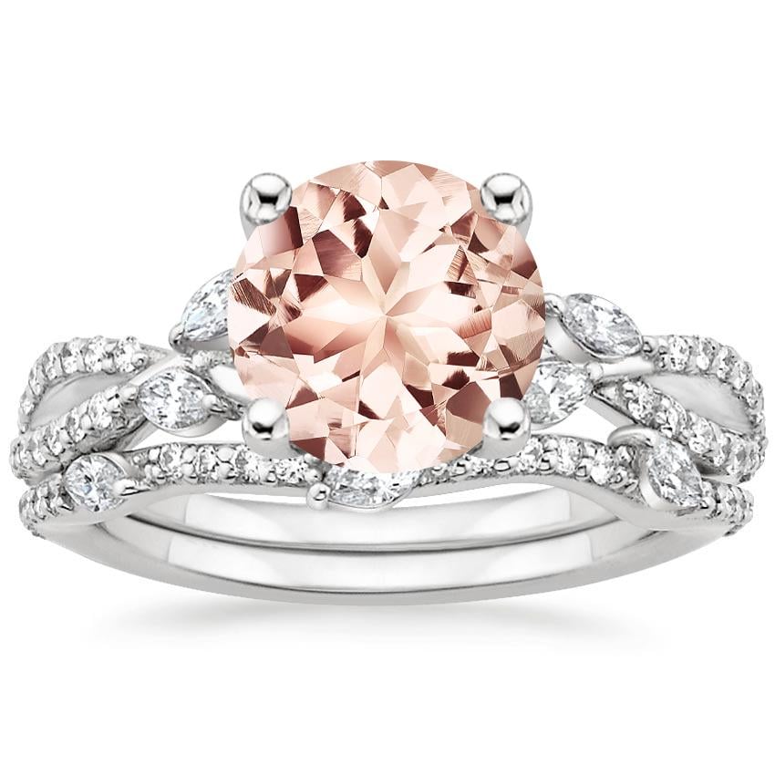 18KW Morganite Luxe Willow Bridal Set (1/2 ct. tw.), top view