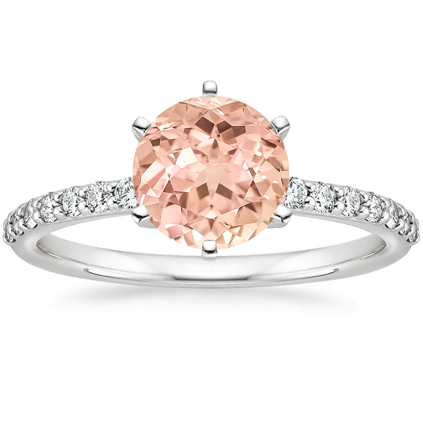 Lab Grown Sapphire Six Prong Petite Shared Prong Diamond Ring (1/5 ct. tw.) in 18K White Gold