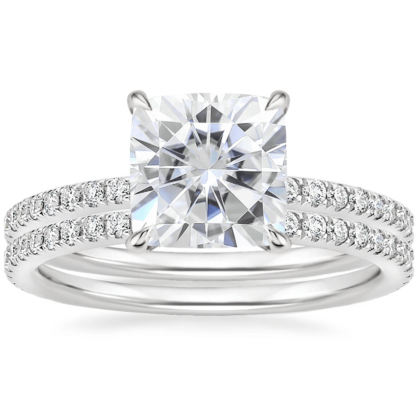 18KW Moissanite Luxe Ballad Perfect Fit Diamond Bridal Set, top view