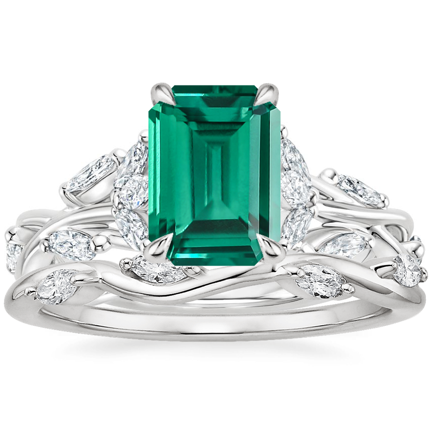 18K White Gold Secret Garden Diamond Ring (1/2 ct. tw.) with Winding Willow Diamond Ring (1/8 ct. tw.)