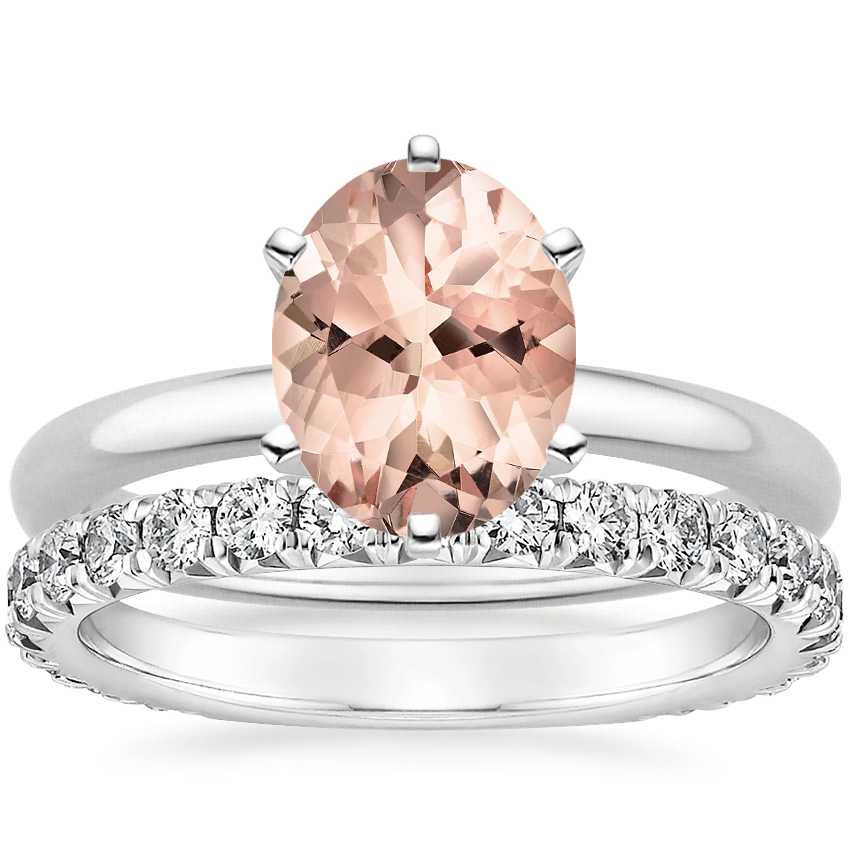 18K White Gold Six Prong 2mm Comfort Fit Ring with Luxe Sienna Diamond Ring 5 8 ct. tw